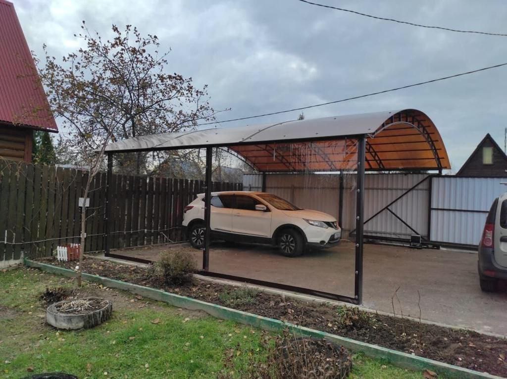 Прозрачные шторы ПВХ для навеса под автомобиль в Тёплом